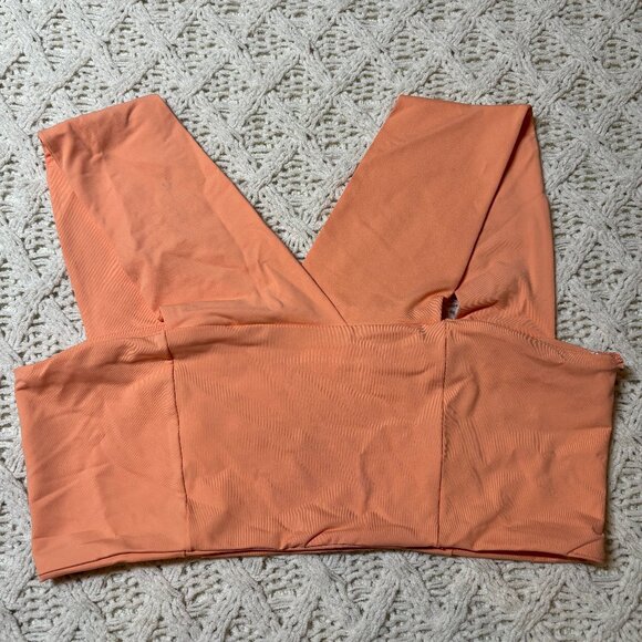 L*Space Parker Top Tangy Orange Deep V Swim Top Women’s Size L NWT - Picture 2 of 7